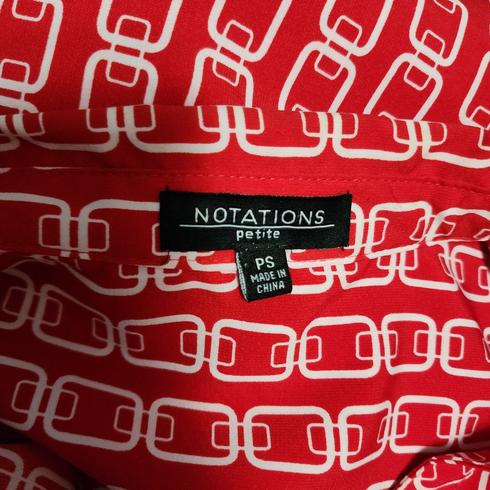 Notations Red White Link Pattern Roll Tab Button … - image 5